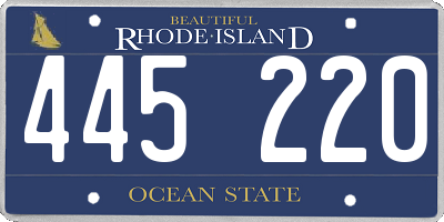 RI license plate 445220