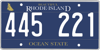RI license plate 445221