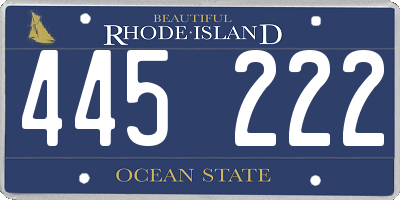 RI license plate 445222