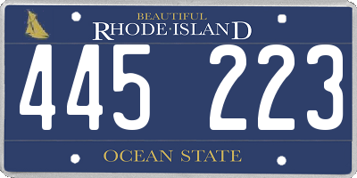 RI license plate 445223