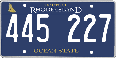 RI license plate 445227