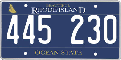 RI license plate 445230