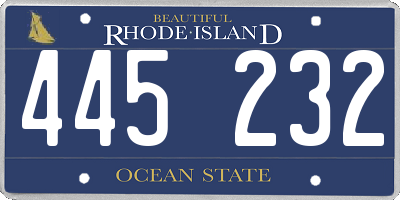 RI license plate 445232