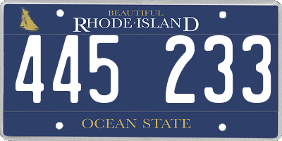 RI license plate 445233