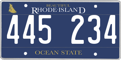 RI license plate 445234