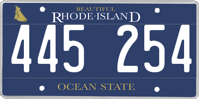 RI license plate 445254