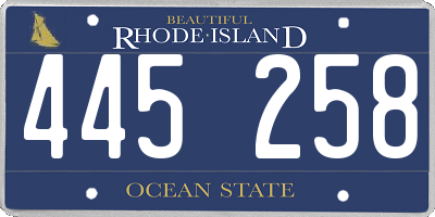 RI license plate 445258