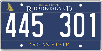 RI license plate 445301
