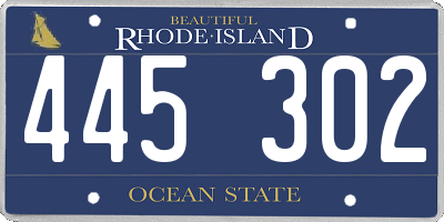 RI license plate 445302