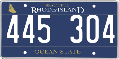 RI license plate 445304