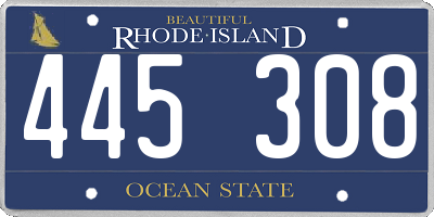 RI license plate 445308