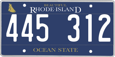 RI license plate 445312