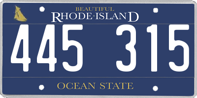 RI license plate 445315