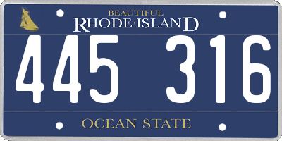 RI license plate 445316