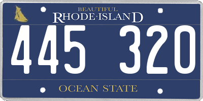 RI license plate 445320