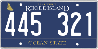 RI license plate 445321