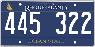 RI license plate 445322