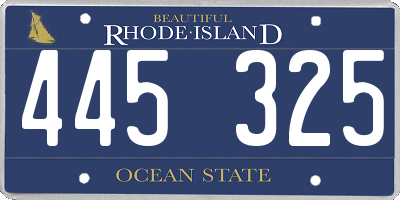 RI license plate 445325