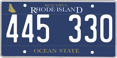 RI license plate 445330