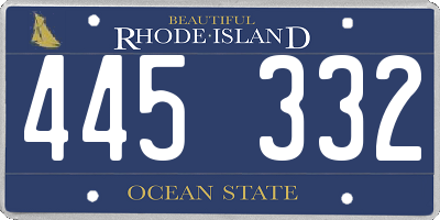 RI license plate 445332