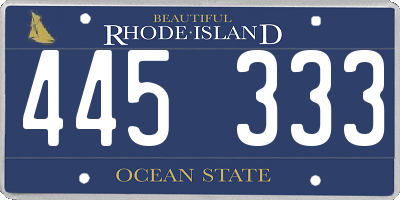 RI license plate 445333