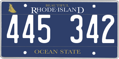 RI license plate 445342