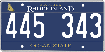 RI license plate 445343