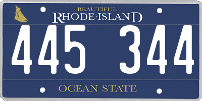 RI license plate 445344
