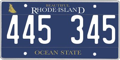 RI license plate 445345