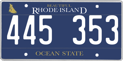 RI license plate 445353
