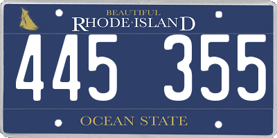 RI license plate 445355