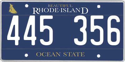 RI license plate 445356