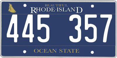 RI license plate 445357