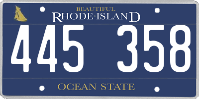 RI license plate 445358