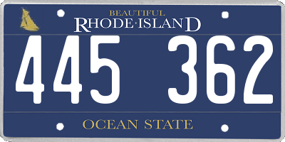 RI license plate 445362