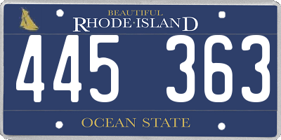 RI license plate 445363