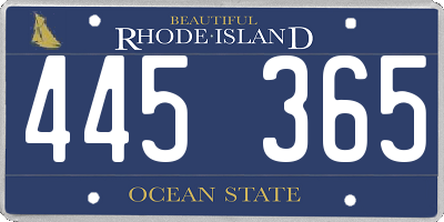 RI license plate 445365