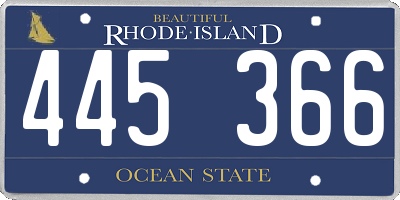 RI license plate 445366