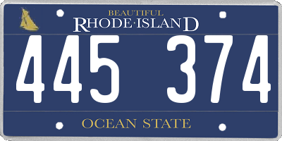 RI license plate 445374