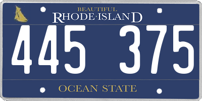 RI license plate 445375