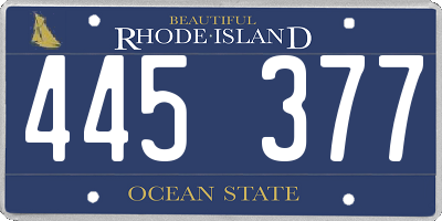 RI license plate 445377