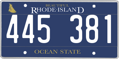 RI license plate 445381