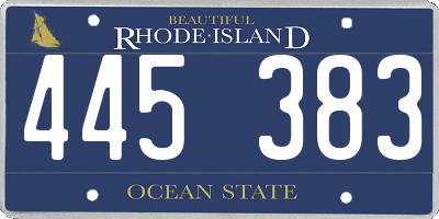 RI license plate 445383