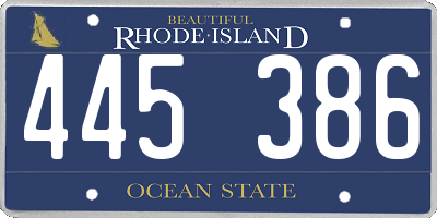RI license plate 445386