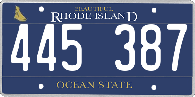 RI license plate 445387