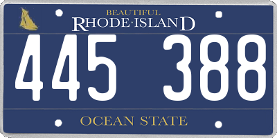 RI license plate 445388