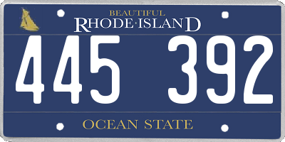 RI license plate 445392