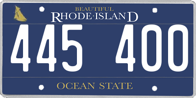 RI license plate 445400
