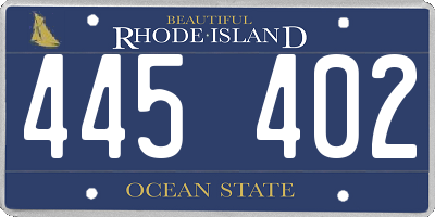 RI license plate 445402
