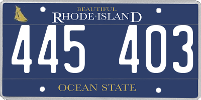 RI license plate 445403
